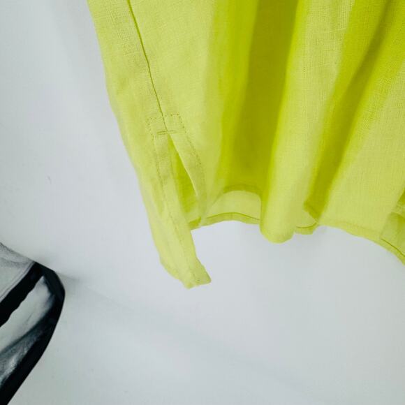 Eileen Fisher System Organic Linen Button-Front Shirt Citron Yellow Women’s XL - Picture 5 of 8